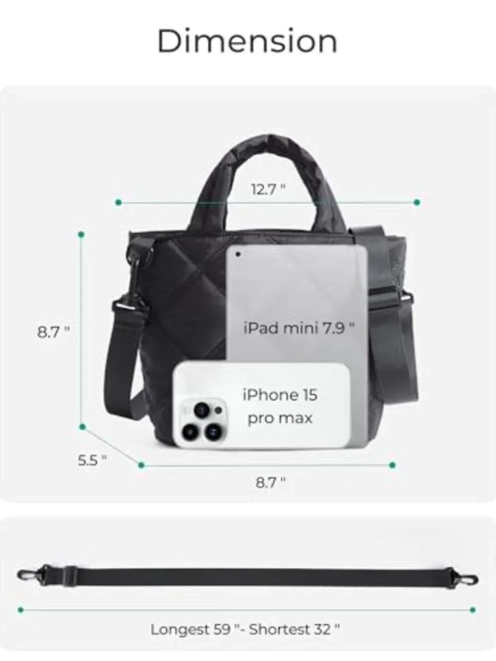 Lightweight Nylon Puffer Crossbody Bag with Multiple Pockets